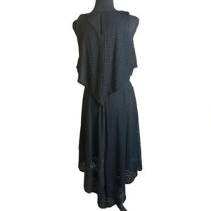 TAYLOR Black Eyelet Lace Sleeveless Dress